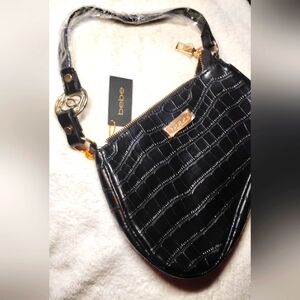 Bebe Black Tara Saddle Shoulder Bag
